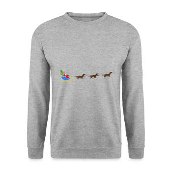 Dackel Weihnachten - Unisex Pullover - Weißgrau meliert - Vorne - Alina (178cm) & Michal (187cm)