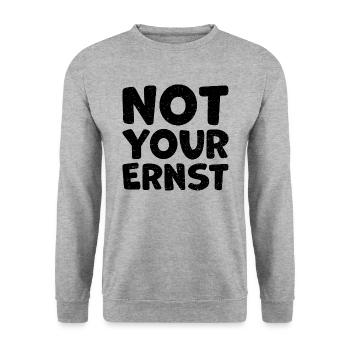 Not Your Ernst - Denglisch - Unisex Pullover - Weißgrau meliert - Vorne - Alina (178cm) & Michal (187cm)