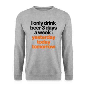 BIER 3 TAGE DIE WOCHE TRINKEN - Unisex Pullover - Weißgrau meliert - Vorne - Alina (178cm) & Michal (187cm)