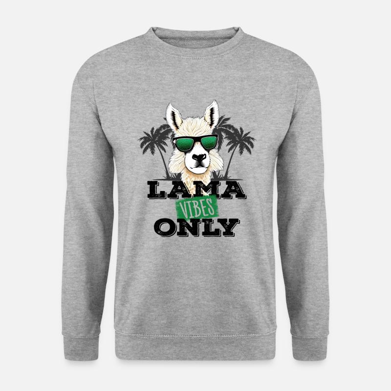 Nur Lama-Vibes - Unisex Pullover - Weißgrau meliert