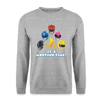 Power Rangers 5 Rangers It's Morphin Time! - Sweat-shirt Unisexe - gris chiné - Devant - Alina (178cm) & Michal (187cm)