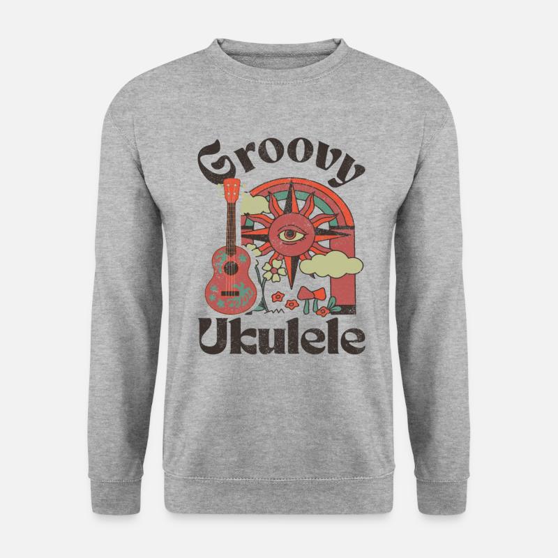 Groovy Ukulele - Unisex Pullover - Weißgrau meliert