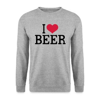 Funny Beer - I love Beer - Unisex Pullover - Weißgrau meliert - Vorne - Alina (178cm) & Michal (187cm)