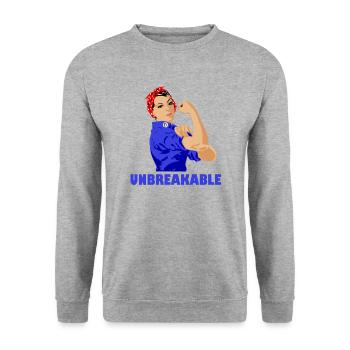 Unbreakable Strong Women Girl Power Feminismus - Unisex Pullover - Weißgrau meliert - Vorne - Alina (178cm) & Michal (187cm)