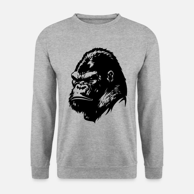 Gorilla Kopf - Unisex Pullover - Weißgrau meliert