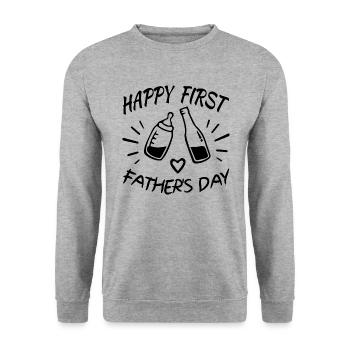 Joyeuse première fête des pères - Sweat-shirt Unisexe - gris chiné - Devant - Alina (178cm) & Michal (187cm)