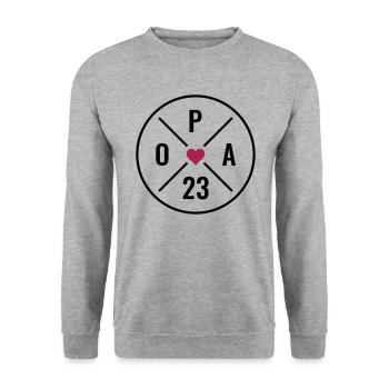 Opa 23 - Opa Herz - Opa 2023 - Unisex Pullover - Weißgrau meliert - Vorne - Alina (178cm) & Michal (187cm)