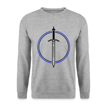 Schwert Icon - Unisex Pullover - Weißgrau meliert - Vorne - Alina (178cm) & Michal (187cm)