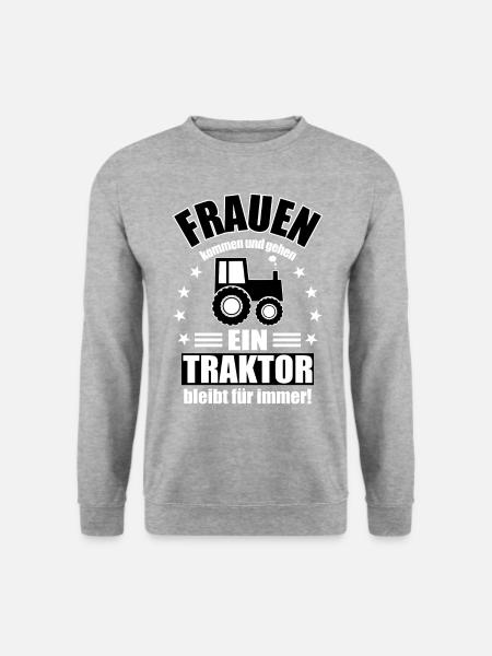 Frauen Bauern Traktor Lustiger Spruch - Unisex Pullover - Weißgrau meliert