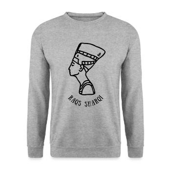 Nofretete - Unisex Pullover - Weißgrau meliert - Vorne - Alina (178cm) & Michal (187cm)