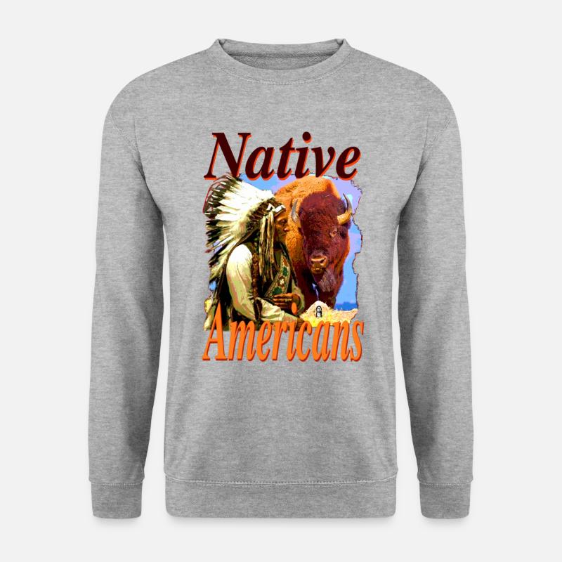 Native Americans 3 - Unisex Pullover - Weißgrau meliert