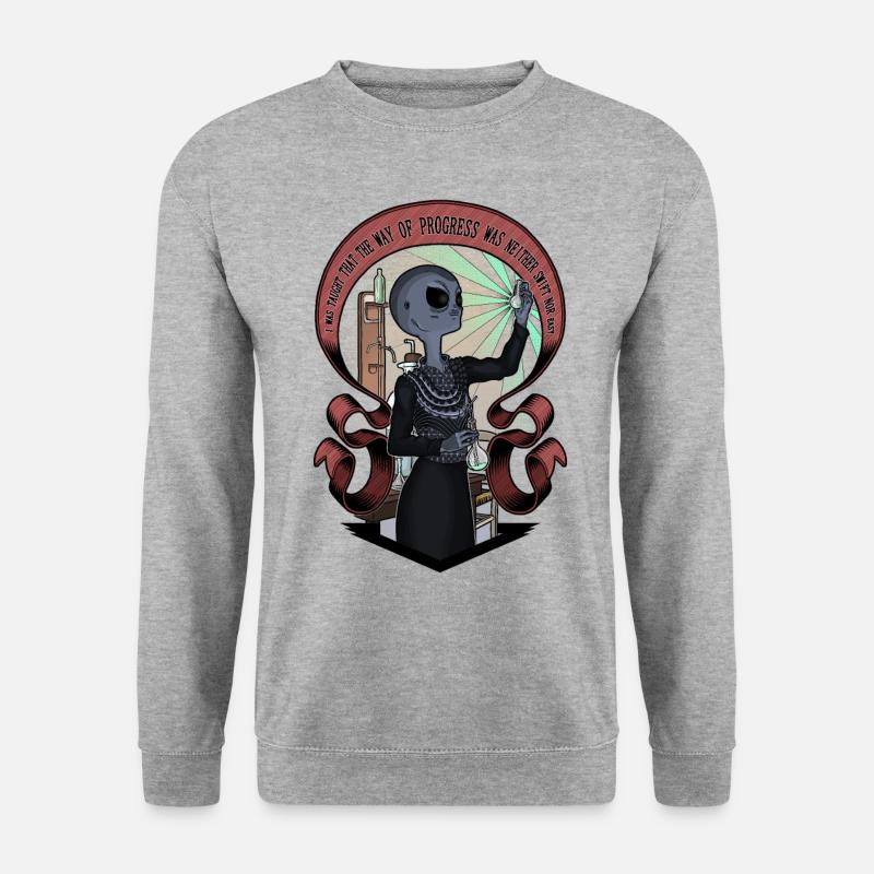 Das Alien Marie Curie - Farbversion - Unisex Pullover - Weißgrau meliert