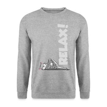 Relax Cat Yoga Gymnastics Chill Meditation - Unisex Sweatshirt - salt & pepper - Front - Alina (178cm) & Michal (187cm)