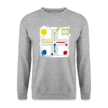Mensch ärgere dich nicht plateau de jeu moderne - Sweat-shirt Unisexe - gris chiné - Devant - Alina (178cm) & Michal (187cm)