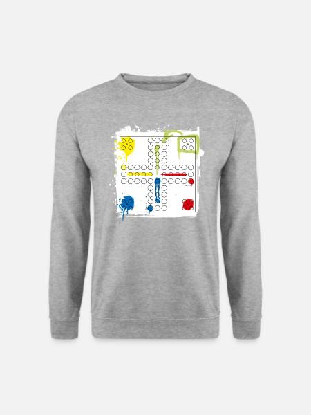 Mensch Ärgere Dich Nicht Modernes Spielbrett - Unisex Pullover - Weißgrau meliert