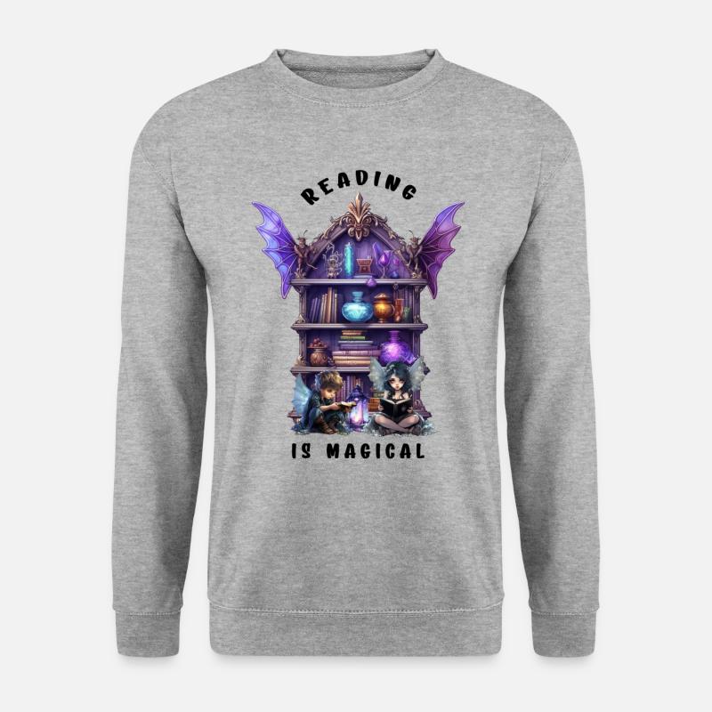 Reading is magical - Unisex Pullover - Weißgrau meliert