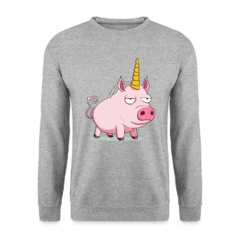 Cute pig-unicorn - cochon licorne - Sweat-shirt Unisexe - gris chiné - Devant - Alina (178cm) & Michal (187cm)
