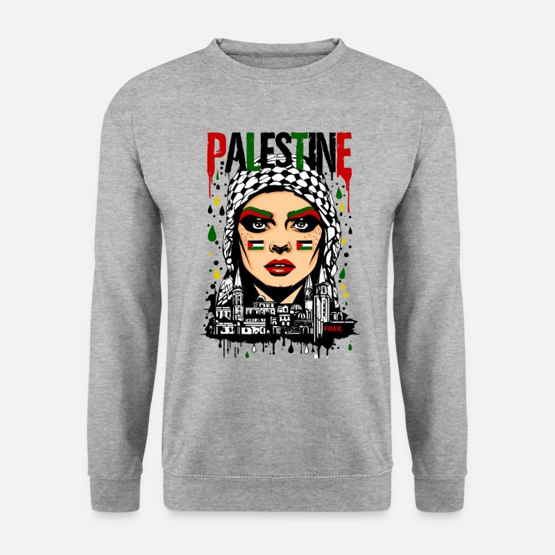 PALÄSTINERIN FRAU - Unisex Pullover - Weißgrau meliert
