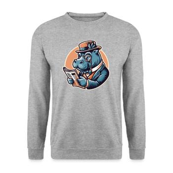 PAPI HIPPOPOTAME - Sweat-shirt Unisexe - gris chiné - Devant - Alina (178cm) & Michal (187cm)