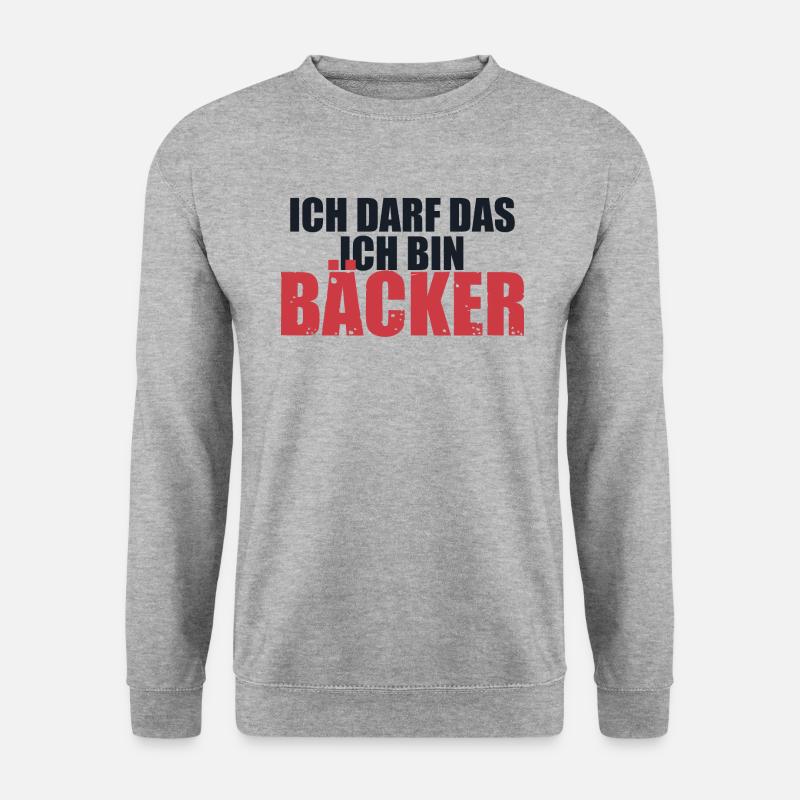 Ich darf das ich bin Bäcker Geschenkidee Mann Frau - Unisex Pullover - Weißgrau meliert