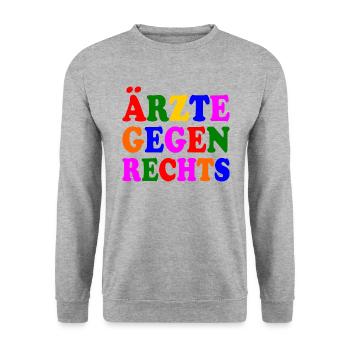 Ärzte gegen rechts - Unisex Pullover - Weißgrau meliert - Vorne - Alina (178cm) & Michal (187cm)