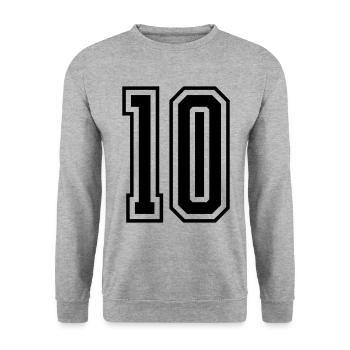 10 Zahl nummer - Unisex Pullover - Weißgrau meliert - Vorne - Alina (178cm) & Michal (187cm)