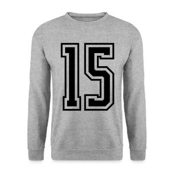 15 Numéro de numéro - Sweat-shirt Unisexe - gris chiné - Devant - Alina (178cm) & Michal (187cm)