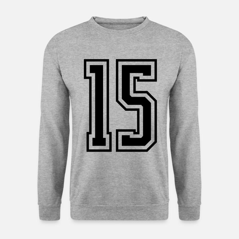 15 Zahl nummer - Unisex Pullover - Weißgrau meliert