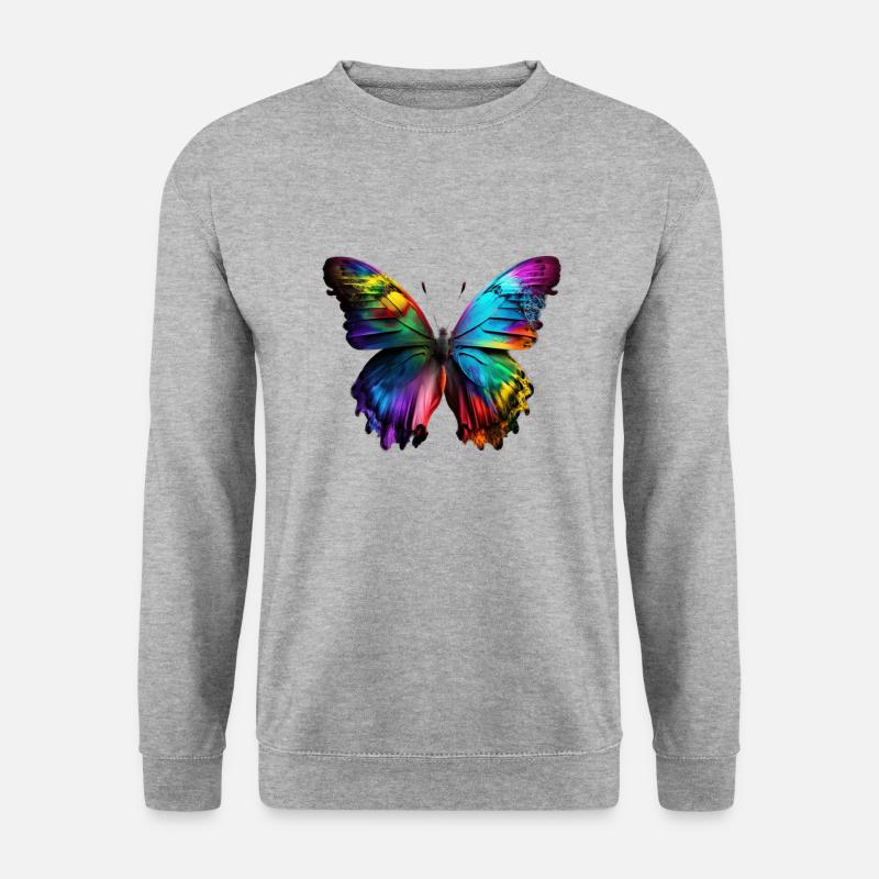 Ein schönes Butterfly Design - Unisex Pullover - Weißgrau meliert