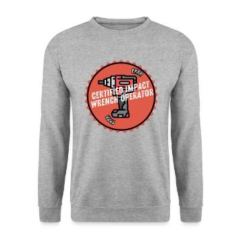 Certified Impact Wrench Operator - Unisex Pullover - Weißgrau meliert - Vorne - Alina (178cm) & Michal (187cm)