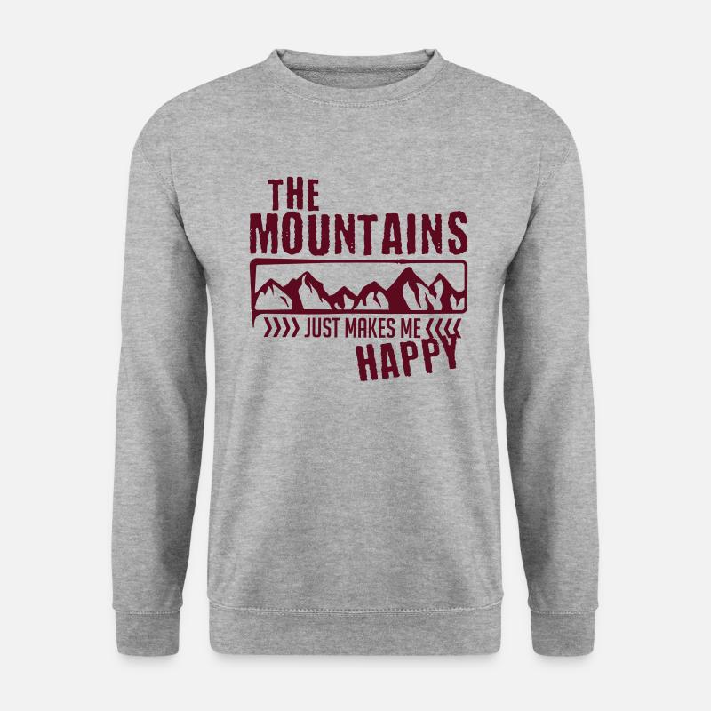 Mountains make happy - berg - Unisex Pullover - Weißgrau meliert