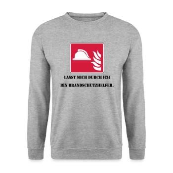 Lasst mich durch ich bin Brandschutzhelfer - Unisex Pullover - Weißgrau meliert - Vorne - Alina (178cm) & Michal (187cm)