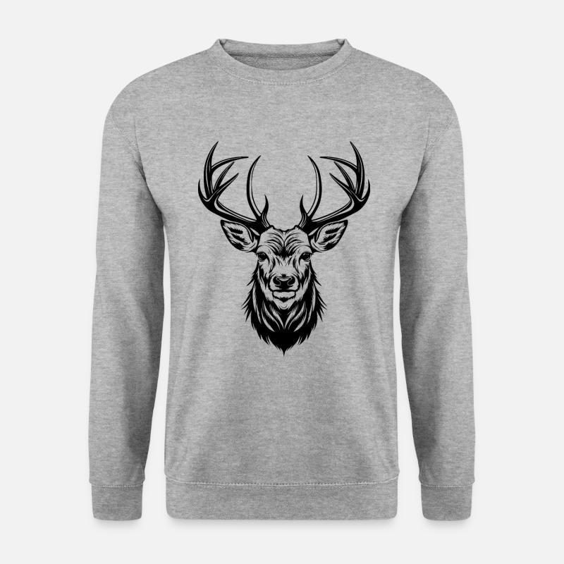 Hirsch - Unisex Pullover - Weißgrau meliert