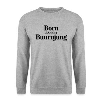 Born as een Buurnjung - Unisex Pullover - Weißgrau meliert - Vorne - Alina (178cm) & Michal (187cm)