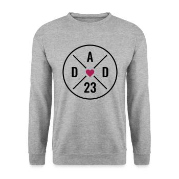 DAD 23 Heart Baby Father Love Father's Day Dad 2023 - Unisex Sweatshirt - salt & pepper - Front - Alina (178cm) & Michal (187cm)