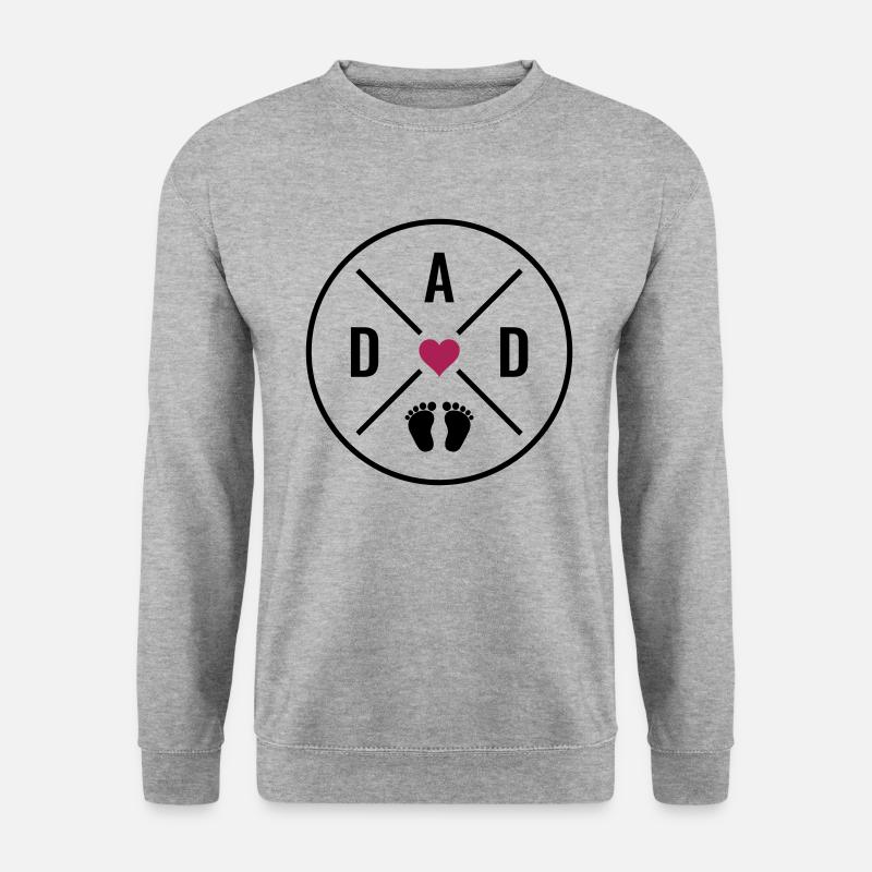 DAD Herz Baby Babyfüße Vater Liebe Vatertag Papa - Unisex Pullover - Weißgrau meliert