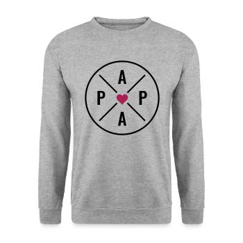 PAPA Vater Herz Weihnachten Geburtstag Vatertag - Unisex Pullover - Weißgrau meliert - Vorne - Alina (178cm) & Michal (187cm)