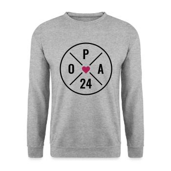 Opa 24 - Opa Herz - Opa 2024 - Unisex Pullover - Weißgrau meliert - Vorne - Alina (178cm) & Michal (187cm)