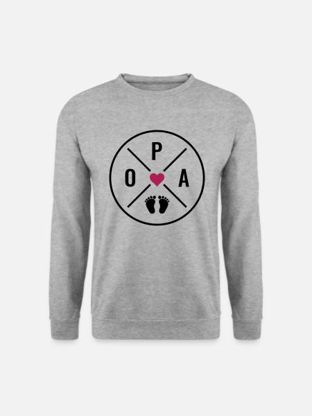 OPA Herz Baby Babyfüße Liebe Farben anpassbar Opa - Unisex Pullover - Weißgrau meliert