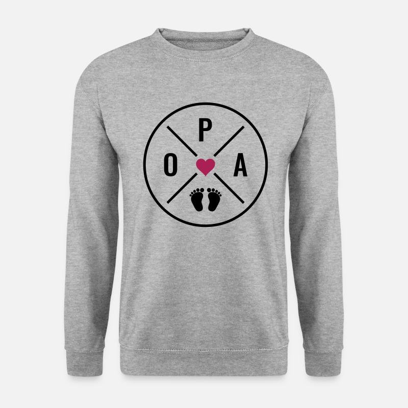 OPA Herz Baby Babyfüße Liebe Farben anpassbar Opa - Unisex Pullover - Weißgrau meliert