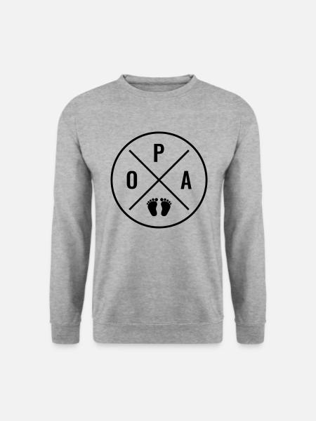 OPA Herz Baby Babyfüße Liebe Farbe anpassbar Opa - Unisex Pullover - Weißgrau meliert