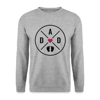 DAD Herz Baby Babyfüße Vater Liebe Vatertag Papa - Unisex Pullover - Weißgrau meliert - Vorne - Alina (178cm) & Michal (187cm)