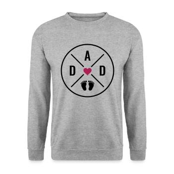 DAD Heart Baby Baby Feet Dad Love Father's Day Dad - Unisex Sweatshirt - salt & pepper - Front - Alina (178cm) & Michal (187cm)