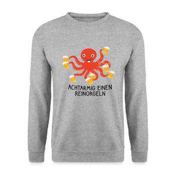 JGA T-Shirt Achtarmig einen reinorgeln - Unisex Pullover - Weißgrau meliert - Vorne - Alina (178cm) & Michal (187cm)