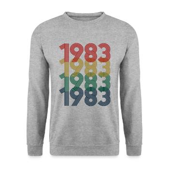 Cool Retro 1983, 40 ans, cadeau de 40e anniversaire - Sweat-shirt Unisexe - gris chiné - Devant - Alina (178cm) & Michal (187cm)
