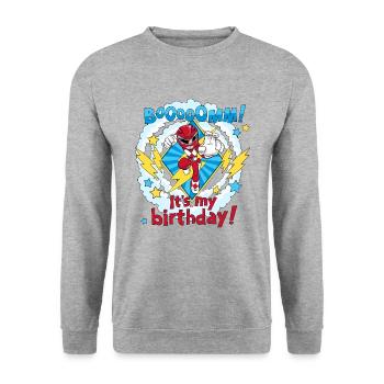 Power Rangers Boom! It's My Birthday! Ranger Rouge - Sweat-shirt Unisexe - gris chiné - Devant - Alina (178cm) & Michal (187cm)