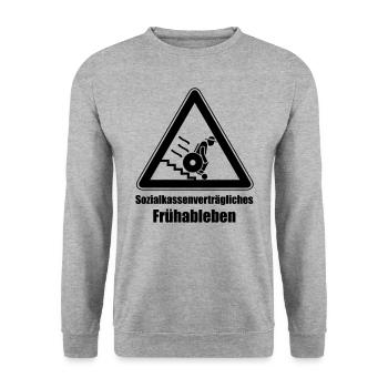Sozialkassenverträgliches Frühableben - Unisex Pullover - Weißgrau meliert - Vorne - Alina (178cm) & Michal (187cm)