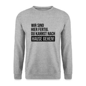 Du kannst nach Hause gehen! - Unisex Pullover - Weißgrau meliert - Vorne - Alina (178cm) & Michal (187cm)