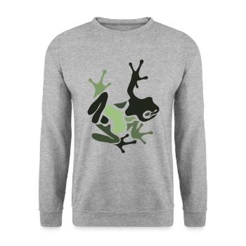Green frog - Unisex Sweatshirt - salt & pepper - Front - Alina (178cm) & Michal (187cm)