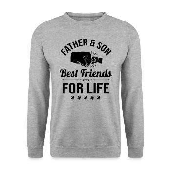 Vater und Sohn beste Freunde Faust Faustschlag - Unisex Pullover - Weißgrau meliert - Vorne - Alina (178cm) & Michal (187cm)
